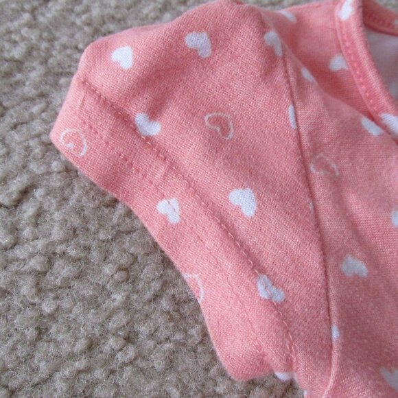 Picapino Romper Girls Size 6-9M Pink Coral White Short Sleeve Heart Keyhole Back - Picture 2 of 8